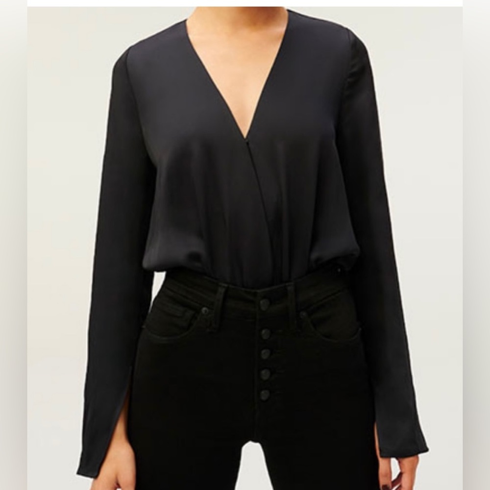 NWT: Good American Black Wrap body Suit Size 2